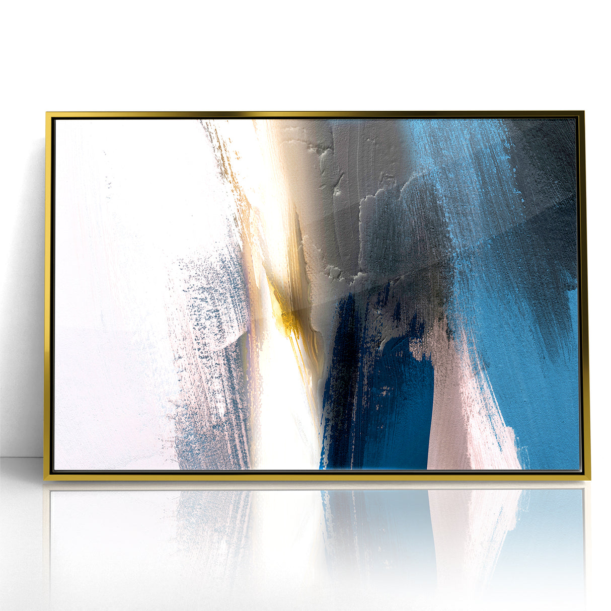 Deep Blue Abstract | Minimalist Brush Strokes Canvas Art