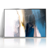 Deep Blue Abstract | Minimalist Brush Strokes Canvas Art