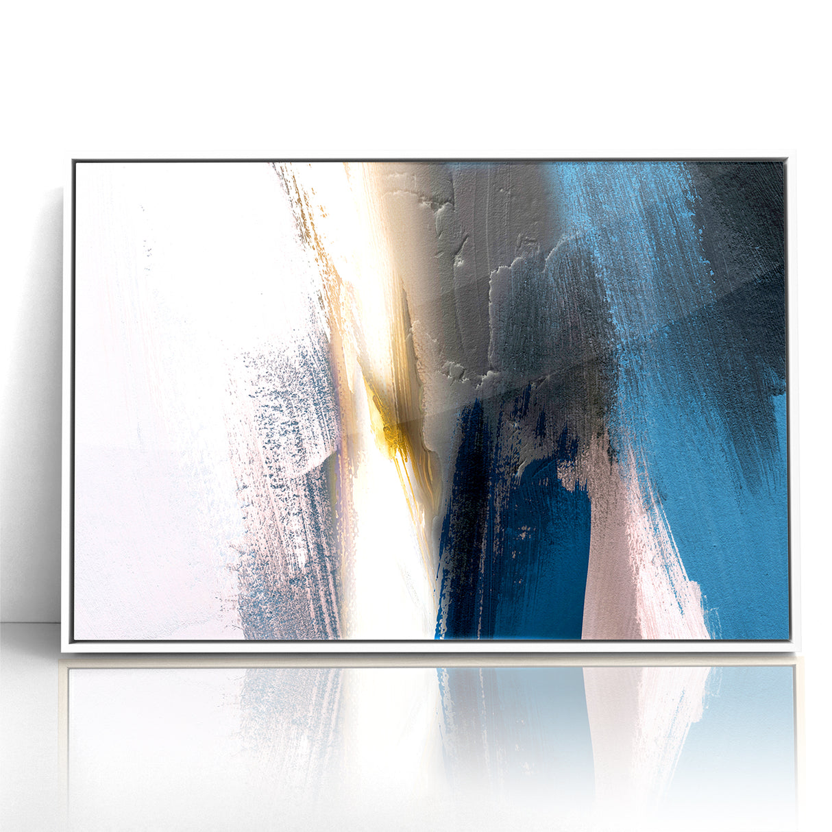 Deep Blue Abstract | Minimalist Brush Strokes Canvas Art