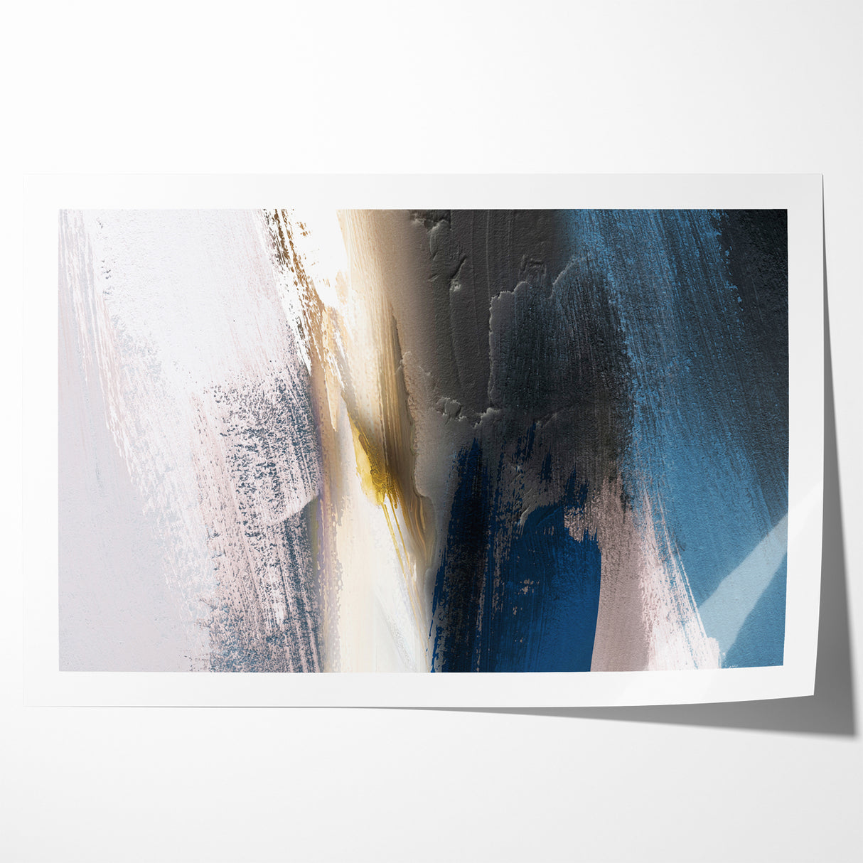 Deep Blue Abstract | Minimalist Brush Strokes Canvas Art