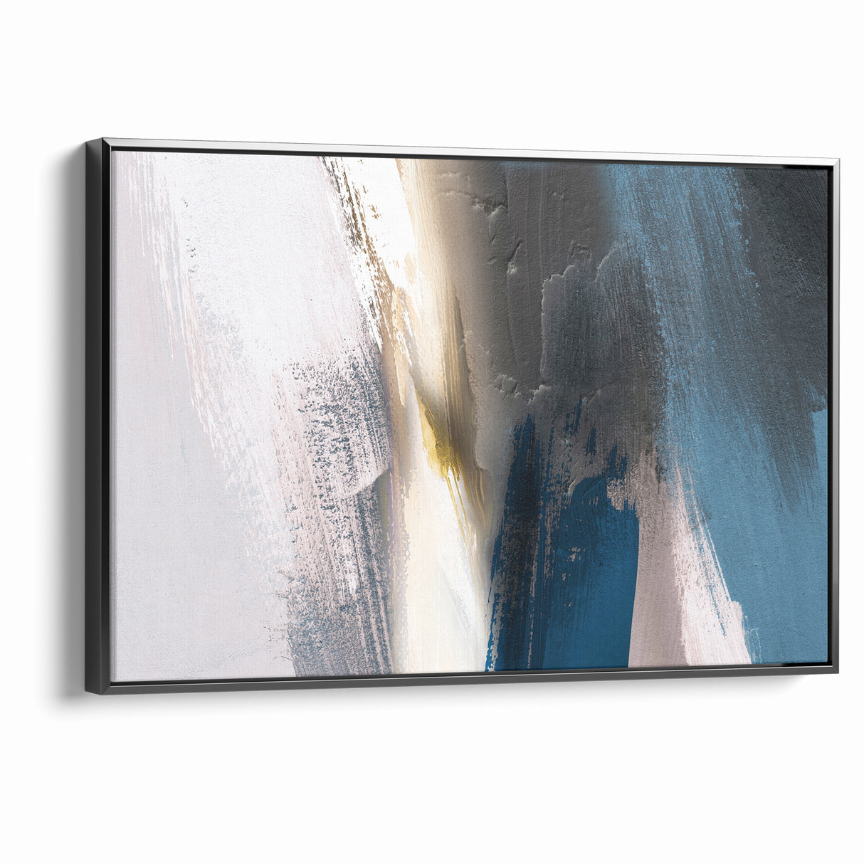 Deep Blue Abstract | Minimalist Brush Strokes Canvas Art
