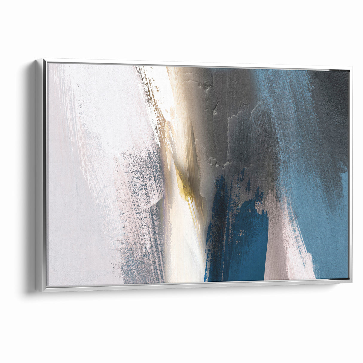 Deep Blue Abstract | Minimalist Brush Strokes Canvas Art