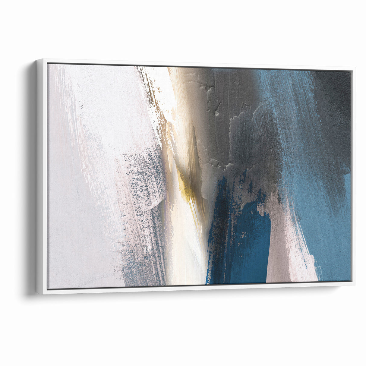 Deep Blue Abstract | Minimalist Brush Strokes Canvas Art