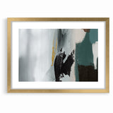 Modern Minimalist Strokes | Black, White & Teal Canvas Art