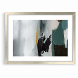Modern Minimalist Strokes | Black, White & Teal Canvas Art