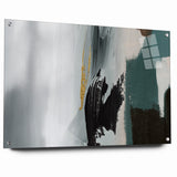 Modern Minimalist Strokes | Black, White & Teal Canvas Art
