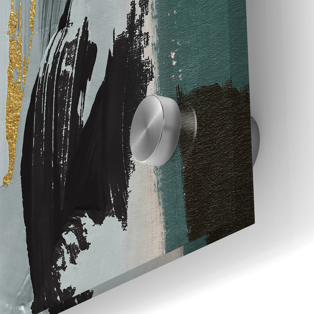 Modern Minimalist Strokes | Black, White & Teal Canvas Art