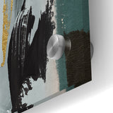 Modern Minimalist Strokes | Black, White & Teal Canvas Art