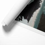 Modern Minimalist Strokes | Black, White & Teal Canvas Art