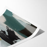 Modern Minimalist Strokes | Black, White & Teal Canvas Art