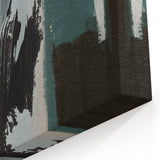 Modern Minimalist Strokes | Black, White & Teal Canvas Art