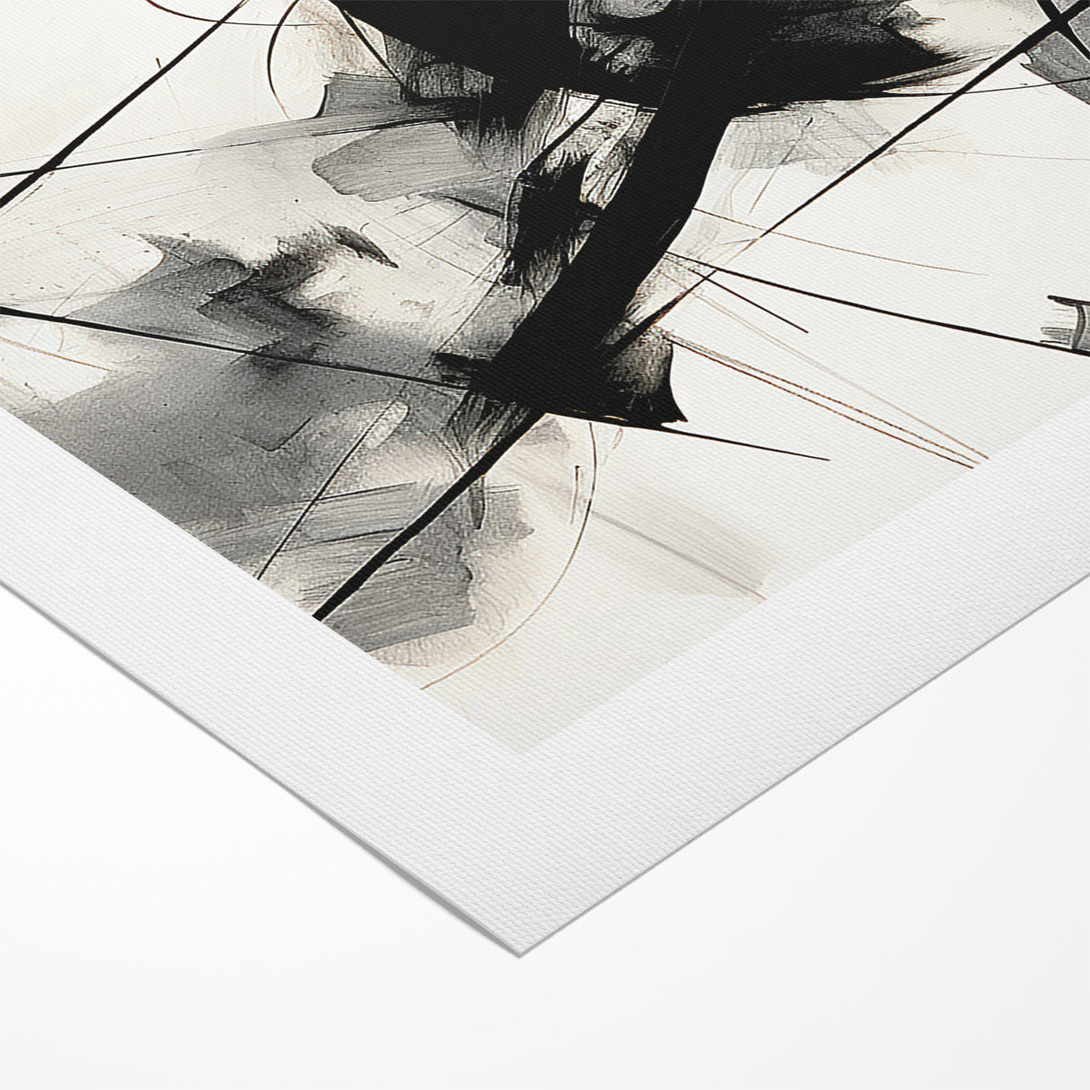 Modern Black and White Abstract Canvas - Dynamic Monochrome Art