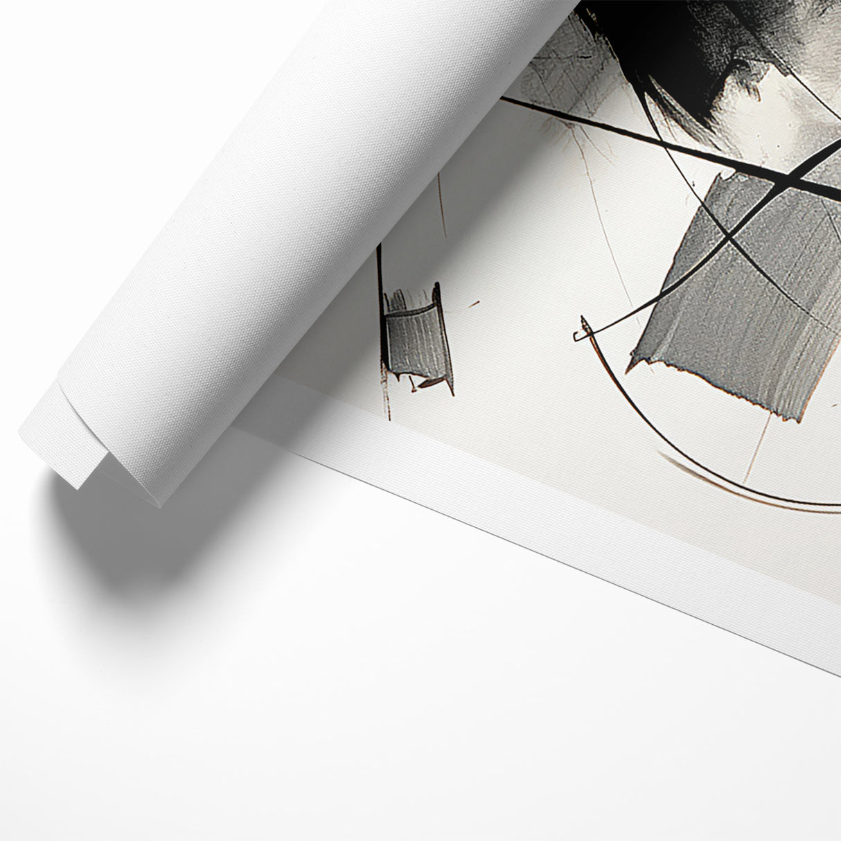 Modern Black and White Abstract Canvas - Dynamic Monochrome Art