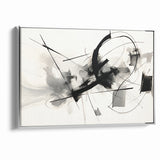Modern Black and White Abstract Canvas - Dynamic Monochrome Art