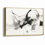 Modern Black and White Abstract Canvas - Dynamic Monochrome Art