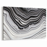 Modern Black and White Abstract Canvas - Dynamic Monochrome Swirls