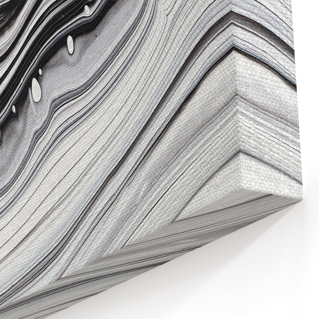 Modern Black and White Abstract Canvas - Dynamic Monochrome Swirls