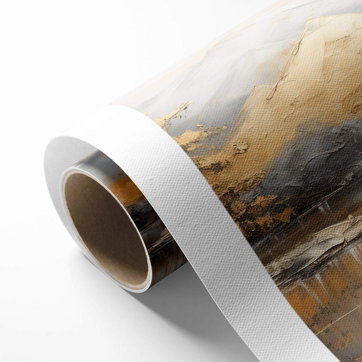 Golden Tree and Mountains Modern Landscape Abstract Wall Art
