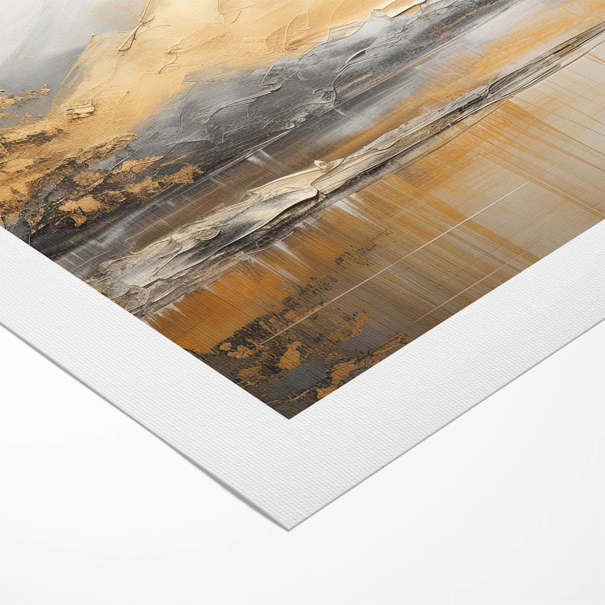 Golden Tree and Mountains Modern Landscape Abstract Wall Art