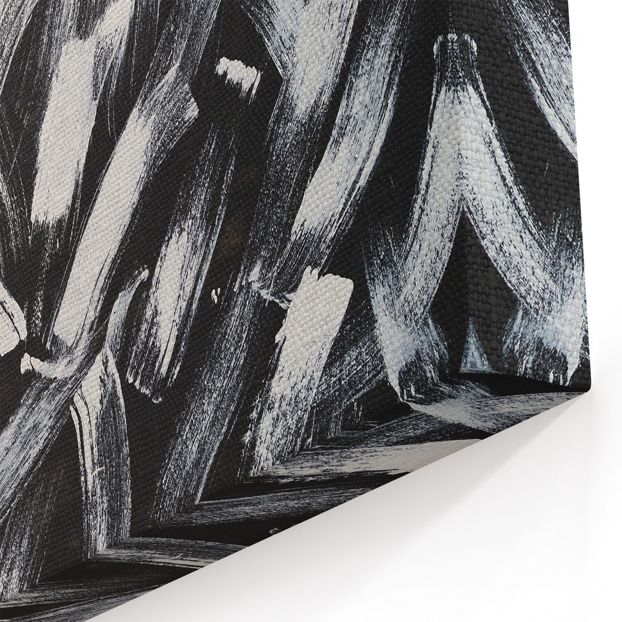 Dynamic Black and White Abstract Canvas - Modern Monochrome Art