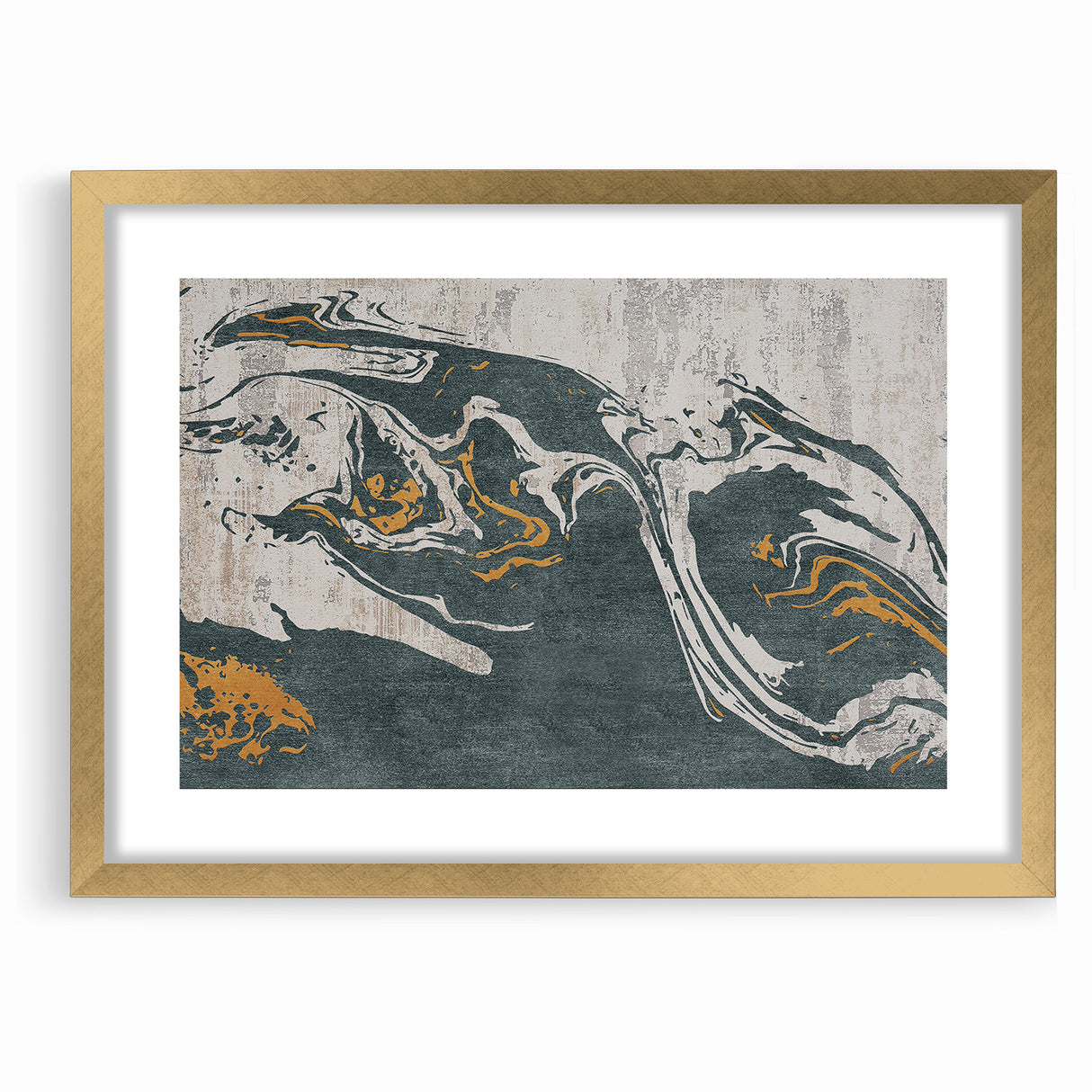 Abstract Line Art with Gold Accents - Modern Canvas Wall Decor