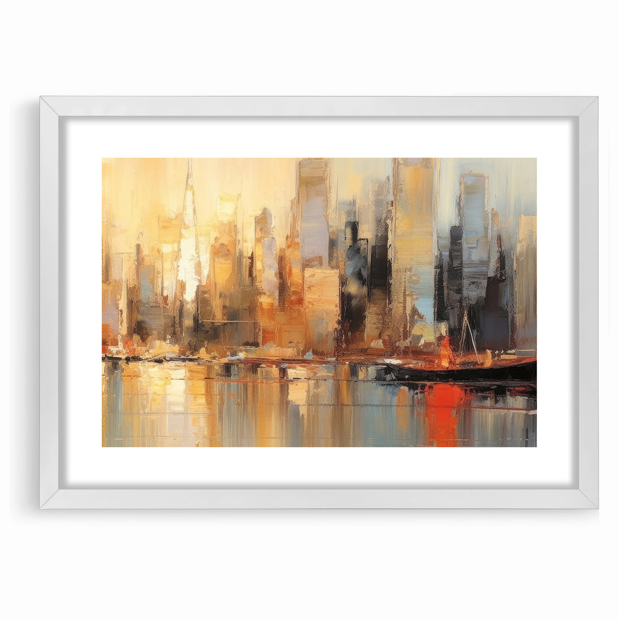 Modern Landscape Abstract - Vibrant Cityscape Reflection Wall Art