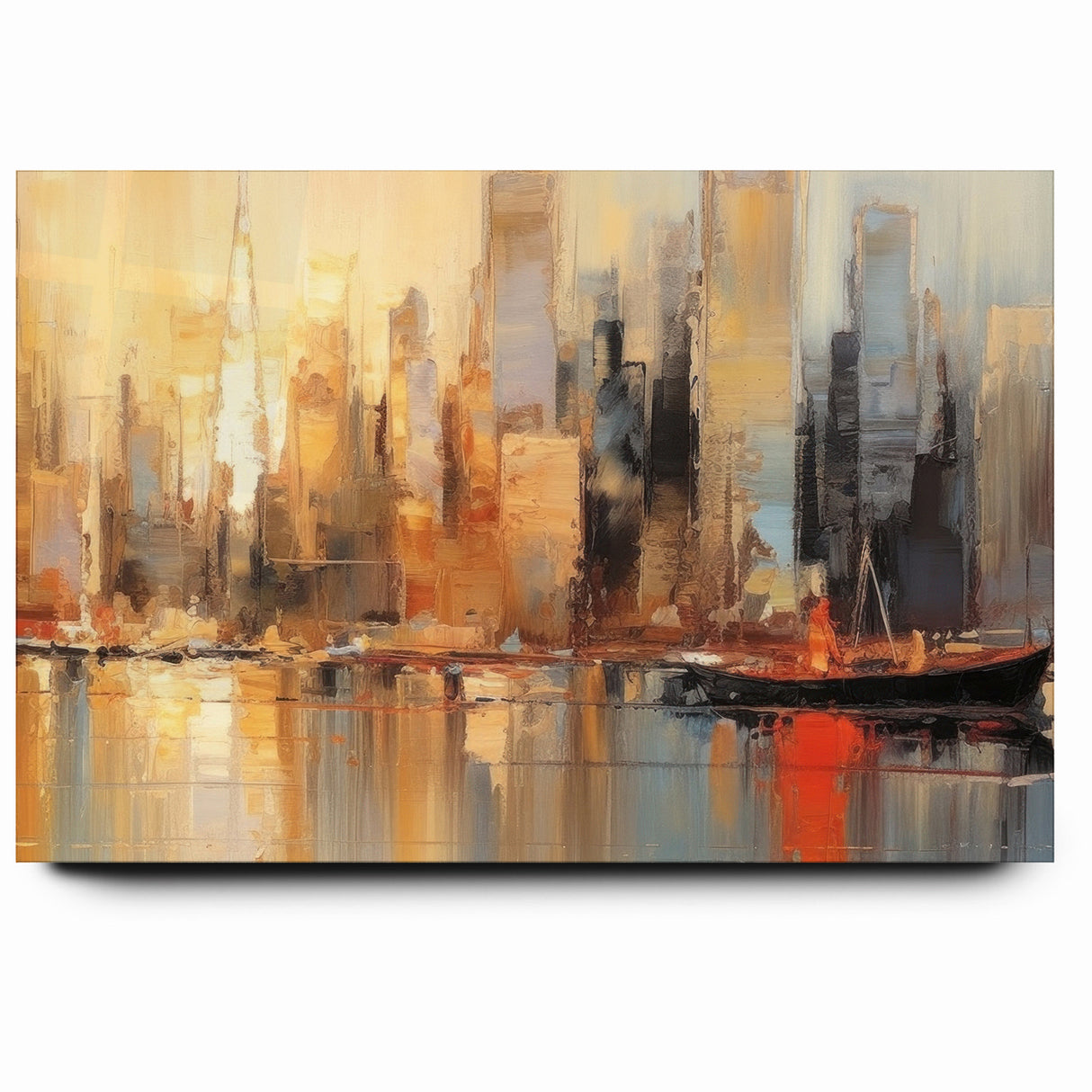 Modern Landscape Abstract - Vibrant Cityscape Reflection Wall Art