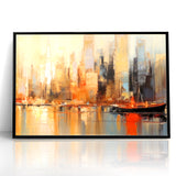 Modern Landscape Abstract - Vibrant Cityscape Reflection Wall Art