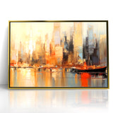 Modern Landscape Abstract - Vibrant Cityscape Reflection Wall Art