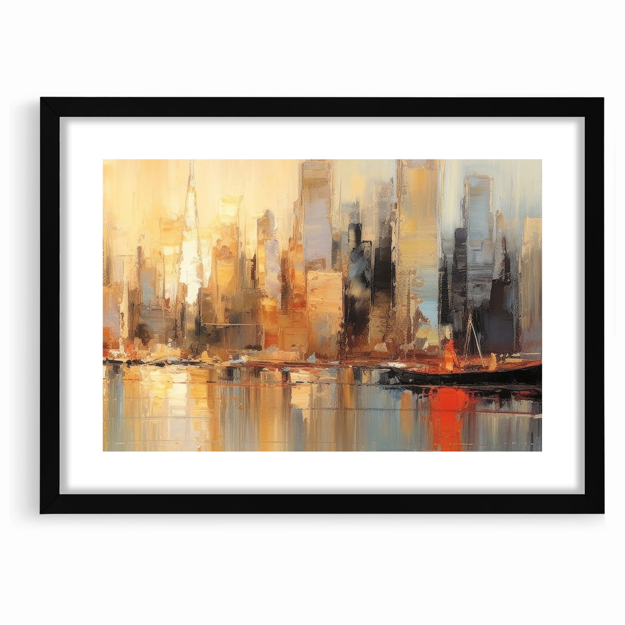 Modern Landscape Abstract - Vibrant Cityscape Reflection Wall Art