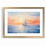 Colorful Abstract Landscapes - Sailboat Sunset Serenity Wall Art