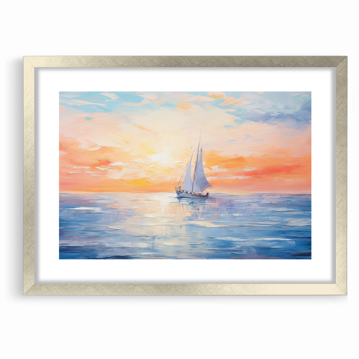 Colorful Abstract Landscapes - Sailboat Sunset Serenity Wall Art