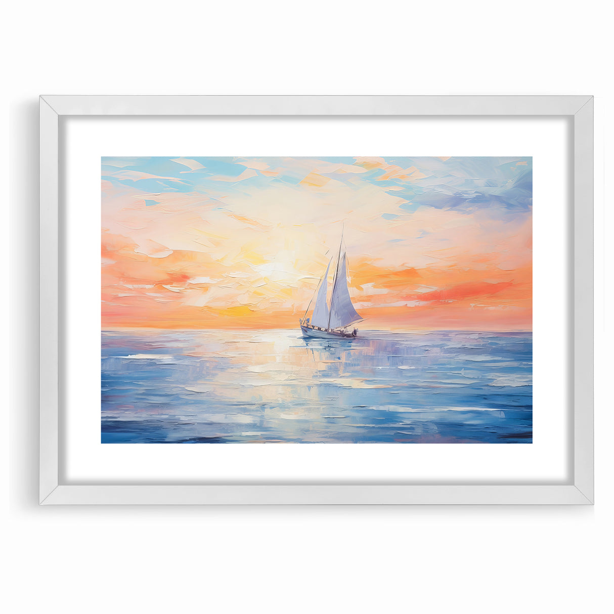 Colorful Abstract Landscapes - Sailboat Sunset Serenity Wall Art