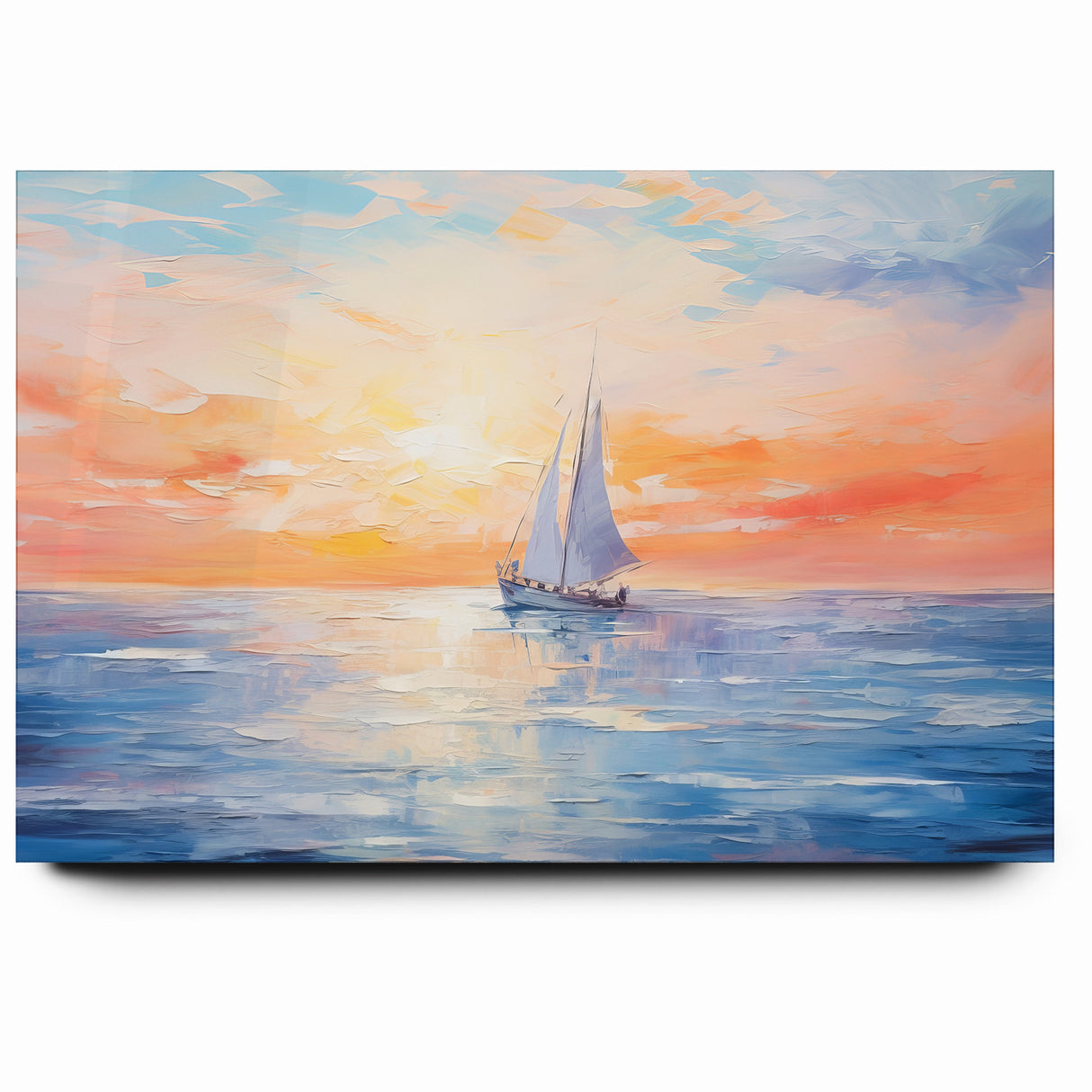 Colorful Abstract Landscapes - Sailboat Sunset Serenity Wall Art