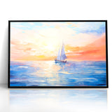Colorful Abstract Landscapes - Sailboat Sunset Serenity Wall Art