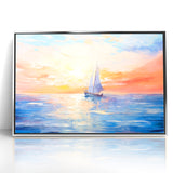 Colorful Abstract Landscapes - Sailboat Sunset Serenity Wall Art