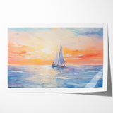 Colorful Abstract Landscapes - Sailboat Sunset Serenity Wall Art