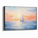 Colorful Abstract Landscapes - Sailboat Sunset Serenity Wall Art