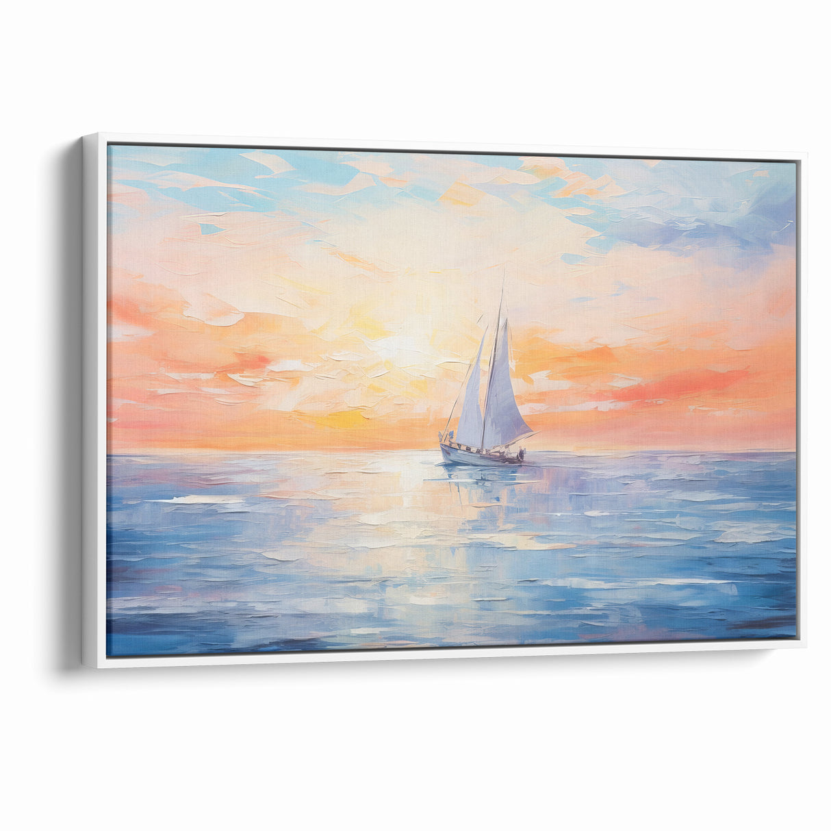 Colorful Abstract Landscapes - Sailboat Sunset Serenity Wall Art