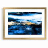 Colorful Abstract Landscapes - Blue and Gold Horizon Wall Art