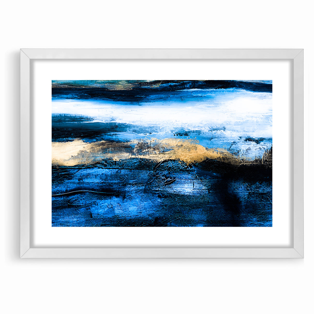 Colorful Abstract Landscapes - Blue and Gold Horizon Wall Art