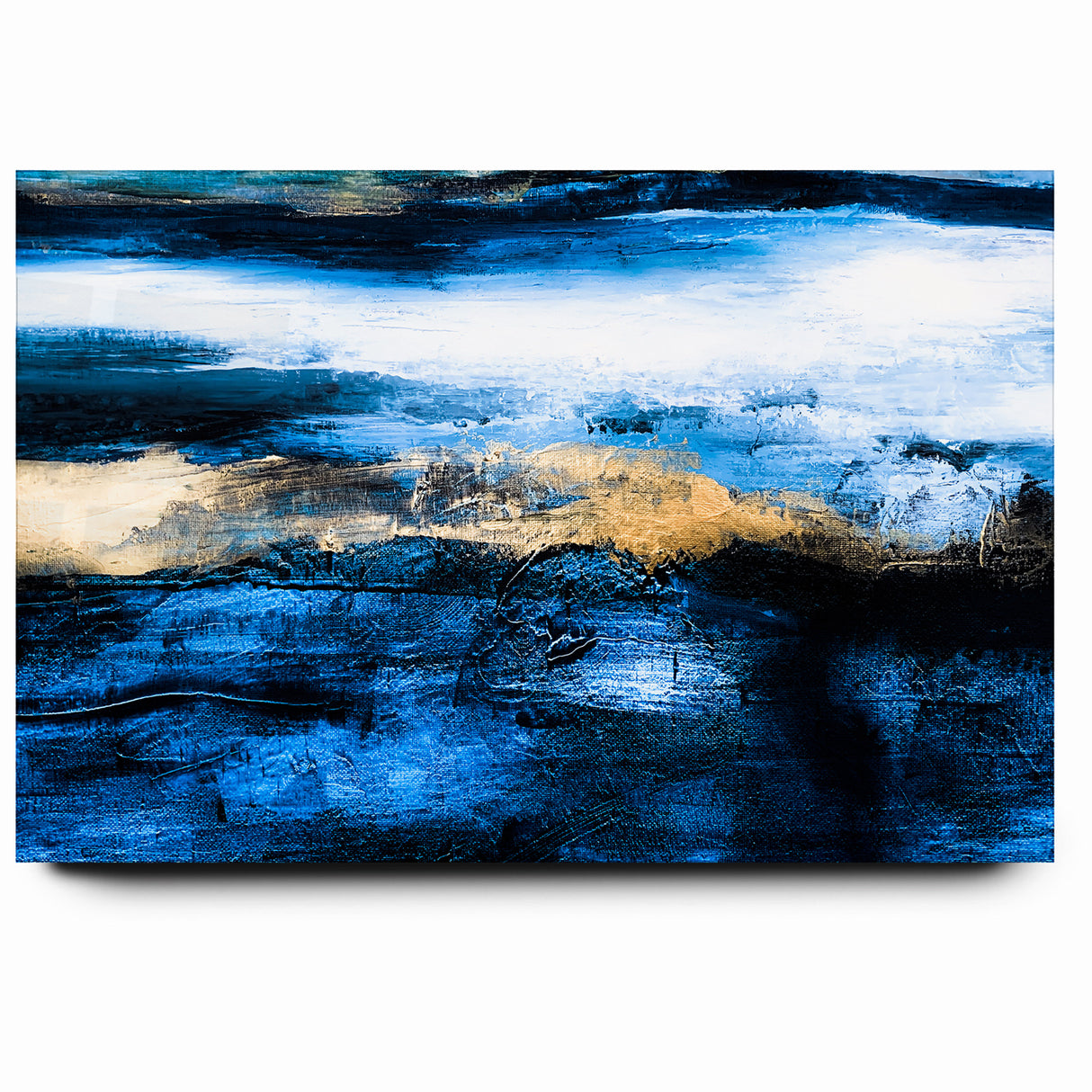 Colorful Abstract Landscapes - Blue and Gold Horizon Wall Art