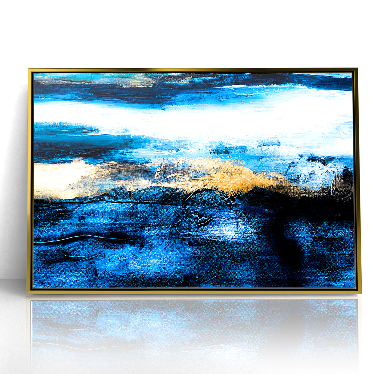 Colorful Abstract Landscapes - Blue and Gold Horizon Wall Art