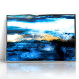 Colorful Abstract Landscapes - Blue and Gold Horizon Wall Art