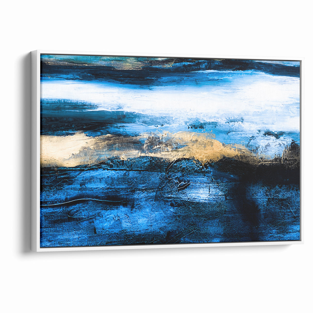 Colorful Abstract Landscapes - Blue and Gold Horizon Wall Art