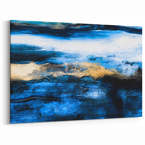 Colorful Abstract Landscapes - Blue and Gold Horizon Wall Art