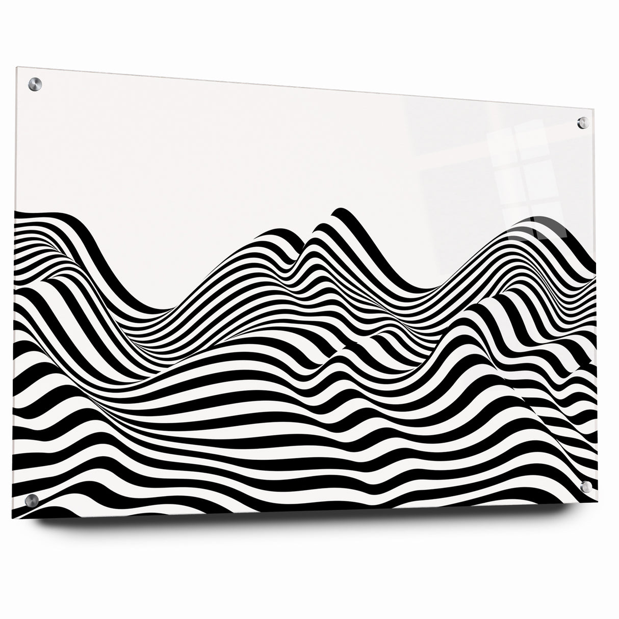 Modern Black and White Abstract Art | Wavy Monochrome Canvas Design