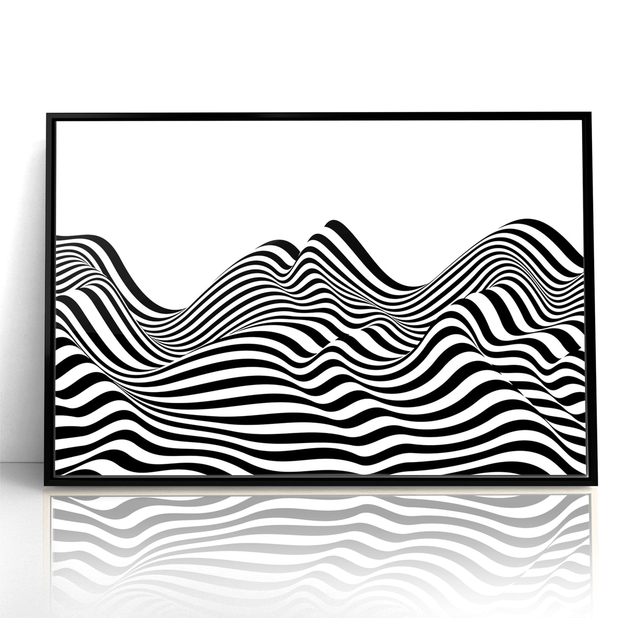Modern Black and White Abstract Art | Wavy Monochrome Canvas Design