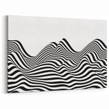 Modern Black and White Abstract Art | Wavy Monochrome Canvas Design