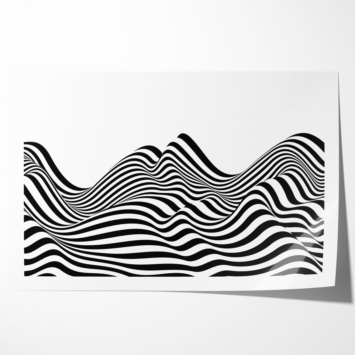 Modern Black and White Abstract Art | Wavy Monochrome Canvas Design